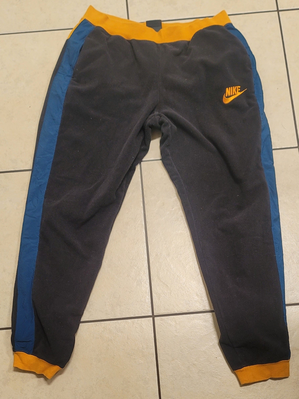 Nike Navy Polar Fleece Joggers with Gold and Blue Accents